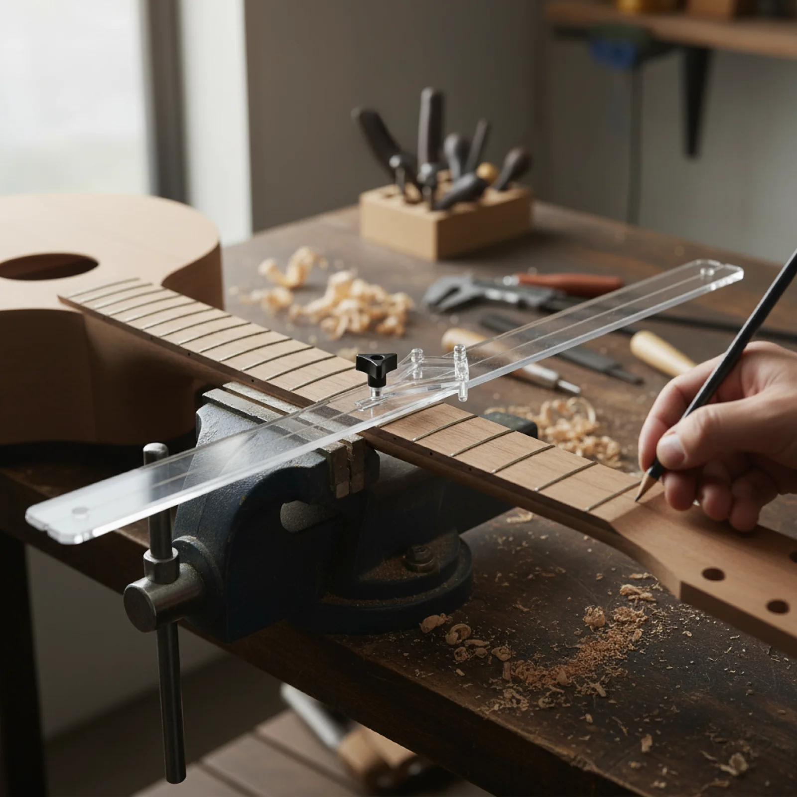 Acrylic Guitar Centerline Ruler Precision Luthier Tool Measuring Gauge Multi Functional Accessory for Guitar Construction