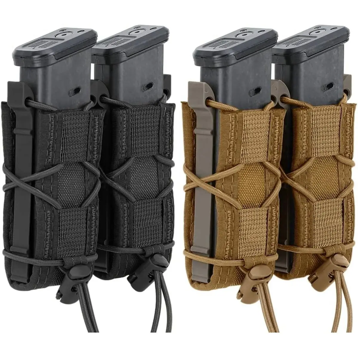 1pc Molle Pistol Mag Pouch Single Double Stack Magazine for 9mm/.40 Calibers 45acp Glock S&W M&P, Sig 226/229, and so on