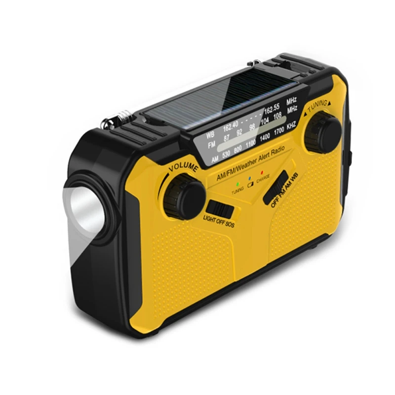 

Digital AM/FM/WB Radio Solar Powered Hand Crank USB Output Radio Emergency Flashlight LED Reading Light 2500Mah Battery