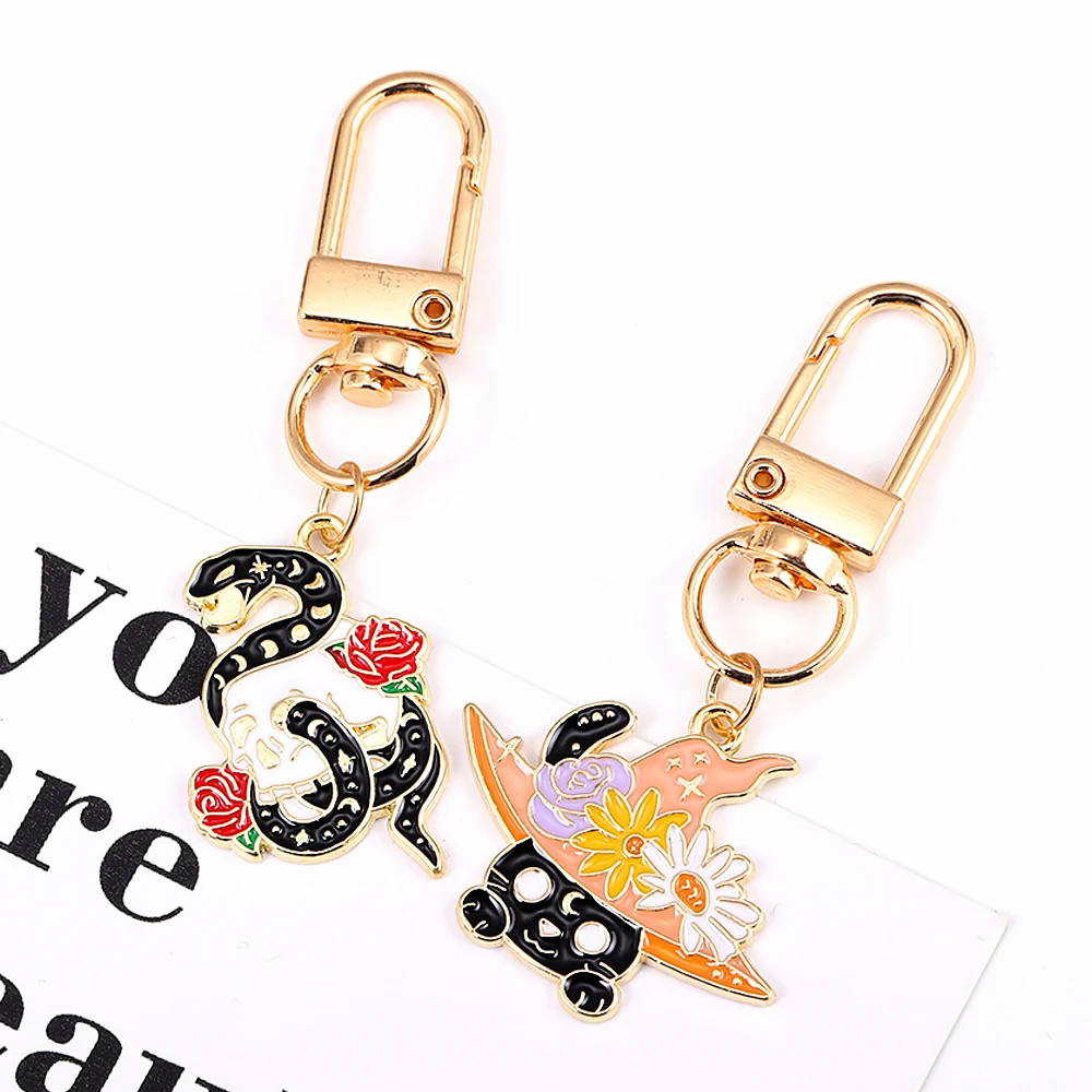 

10Pcs/Lot 25*31MM Vintage Creative Style Cat Snake Charm Stylish Alloy Enamel Pendant DIY Necklace Keychain Jewelry Making Gifts