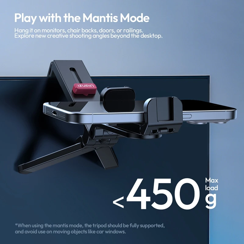 Ulanzi MA89 حامل هاتف جبل المشبك Selfie عصا ترايبود مع الحذاء البارد توسيع هيئة التصنيع العسكري الفيديو الضوئي للهواتف الذكية السفر مدونة فيديو #4