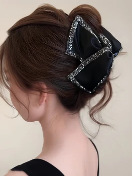 Elegant Large Rhinestones Bow Hair Claw Crab Pearls Hairpins Women Girls Sweet Hair…