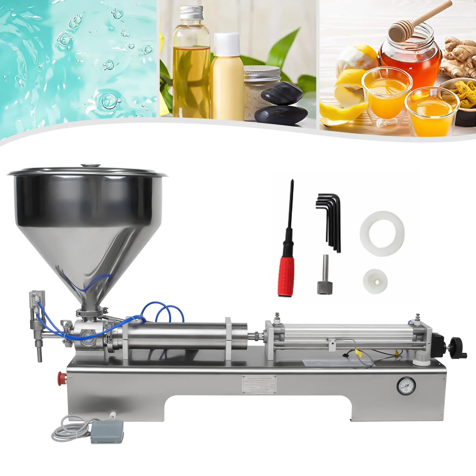 

Horizontal Pneumatic Paste Filling Machine, Paste Liquid Filling Machine with 30L Hopper, Pneumatic Dual-use Paste Filling Machi