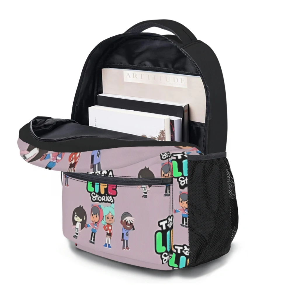 New Fashionable  Toca boca stories for kid- Backpack Bag Large Capacity Trendy Book Bag Multi-pockets Adjustable 17inch