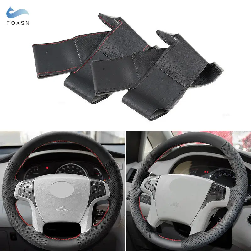 

For Toyota Sienna 2011 2012 2013 2014 Perforated Microfiber Leather Car Accessories Interior Steering Wheel Cover Trim