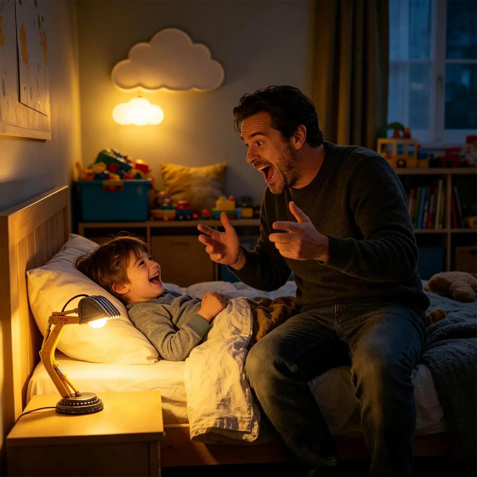 Excavator Bedside Lamp Decorative LED Construction Vehicle Desk Light Excavator Bedside Table Lamp For Boys Reading Kids Room
