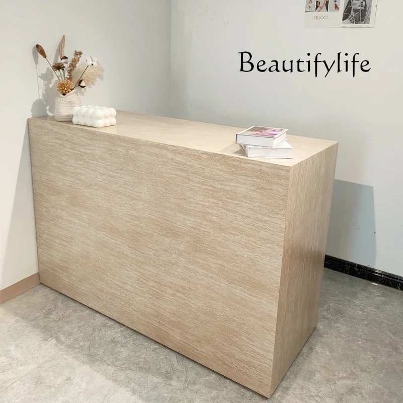 

FJ Checkout page Clothing store imitation travertine simple front desk Clothing store Beauty store Reception desk high-end