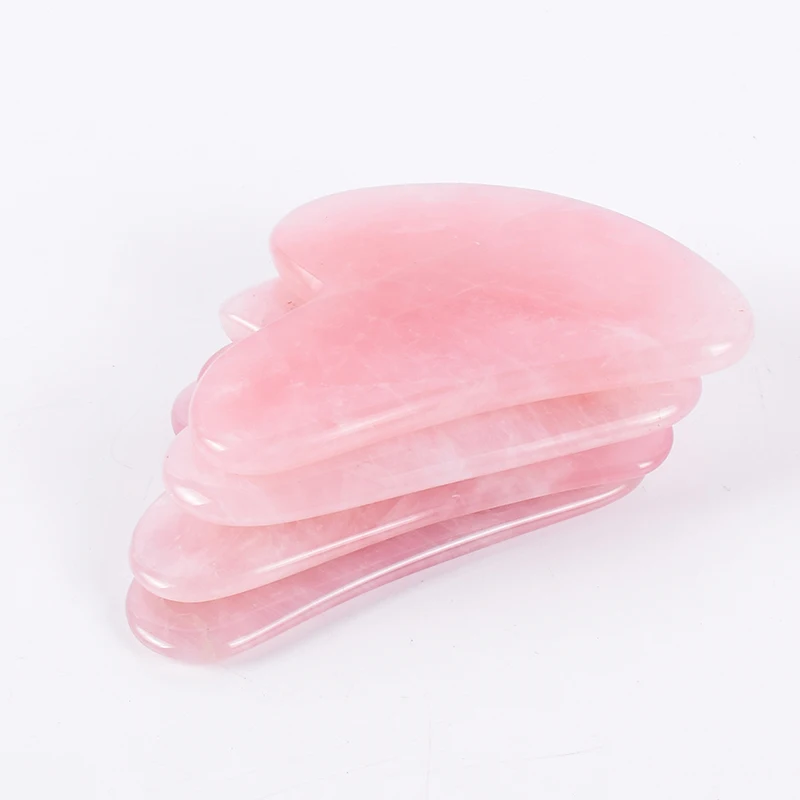 Rose Quartz Gouache Scraper Gua Sha Massage For Face Natural Gouache Stone GuaSha Massage Tools Body Facial Jade Massager Set