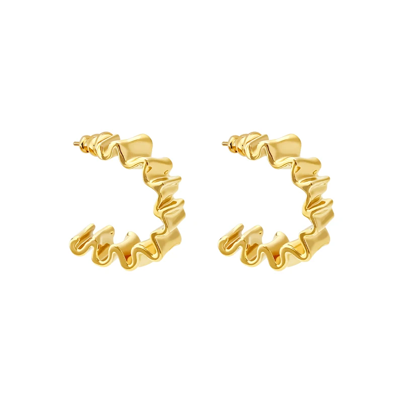 

VAROLE Irregular C-shaped Earrings For Women Wavy Design Fashionable Earrings Party Jewelry Accessories Gift