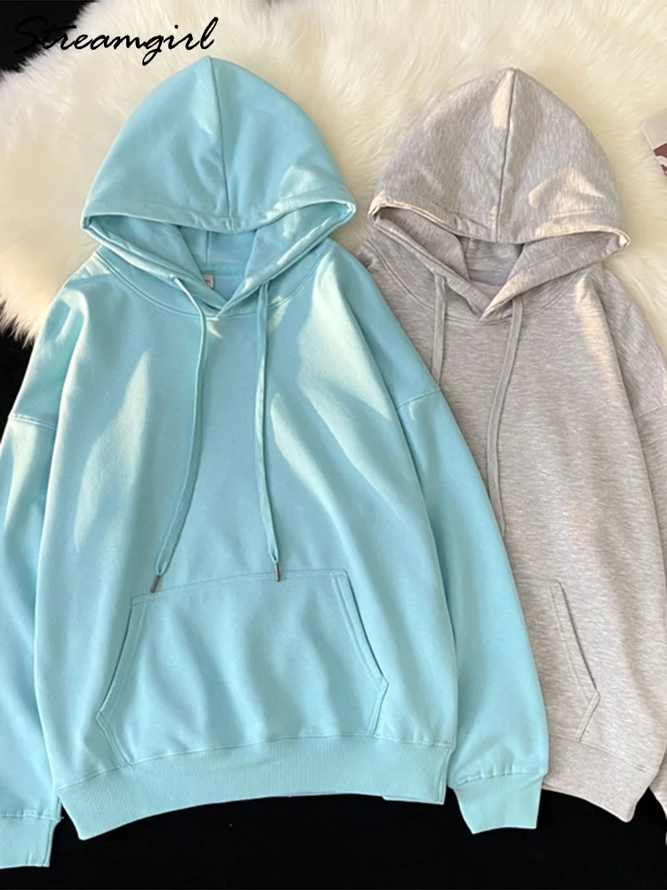 Streamgirl Pink Oversized Hoodies For Women Green 2023 Autumn Loose Hooded Sweatshirts Women Hoodies Oversize Cotton Pullovers