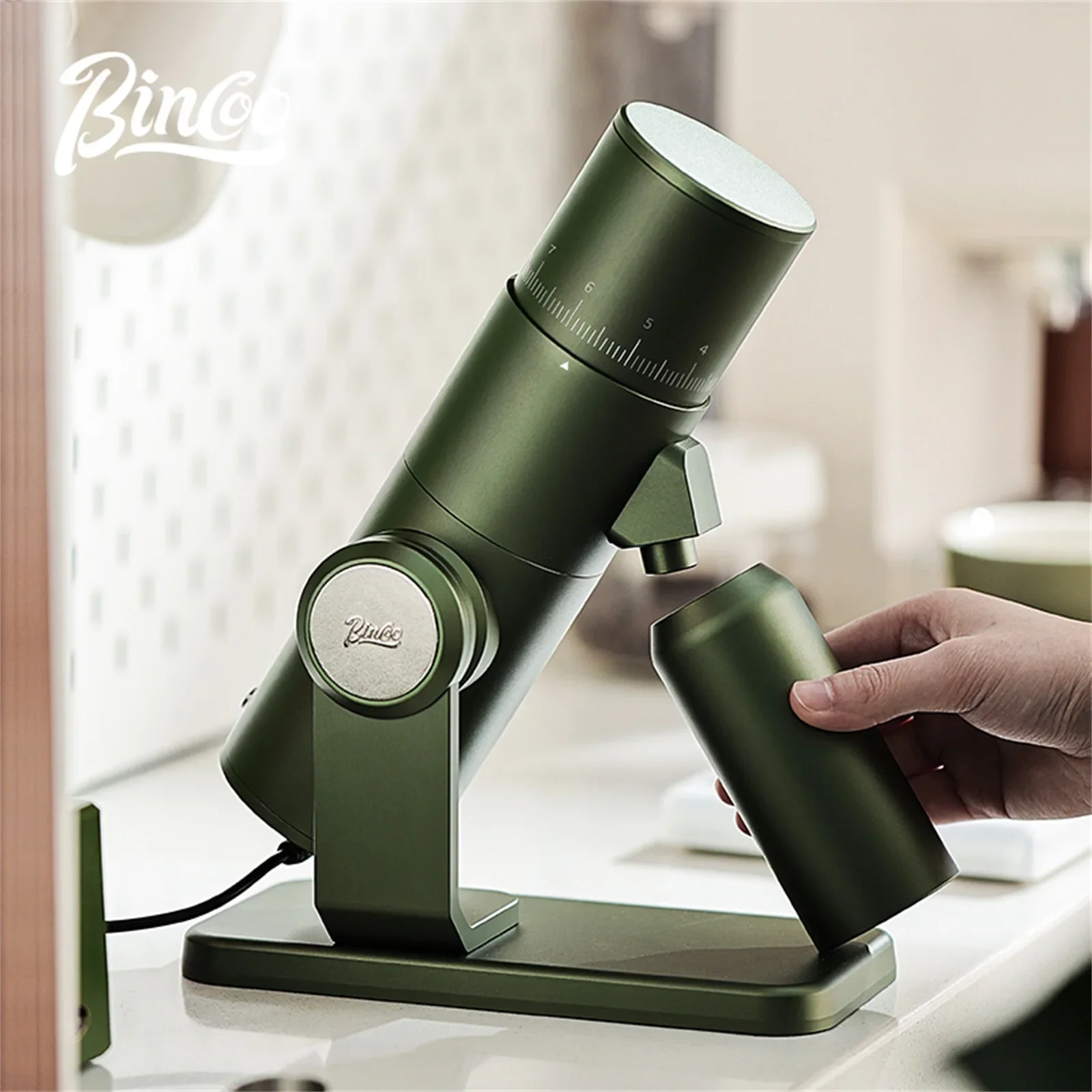 

BINCOO Professional Barista Electric Coffee Bean Grinder Aluminum Alloy Fuselage Titanium Conical Burr Commercial Household Tool