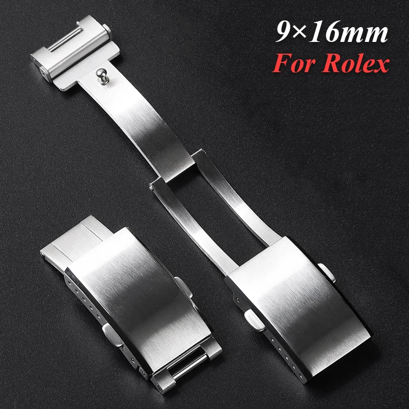 Solid Stainless Steel Watch Clasp for Rolex Submariner Daytona Luxury Adjustable Folding Buckle Premium Metal Clasp 9×16mm