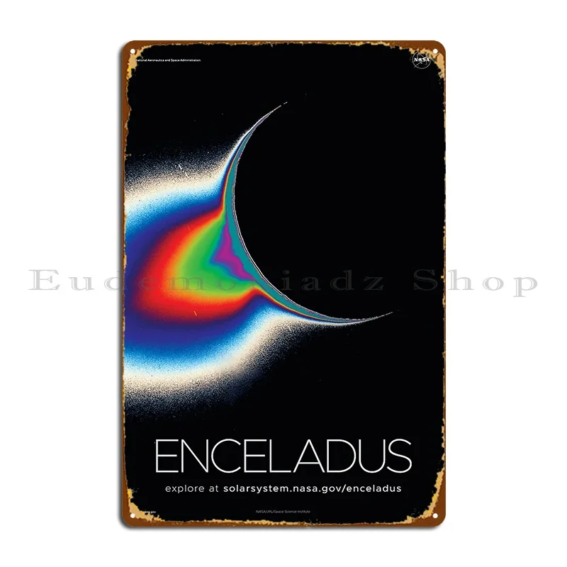 Saturn S Moon Enceladus Poster Metal Sign Party Printed Cinema Plaques Kitchen Tin Sign Poster