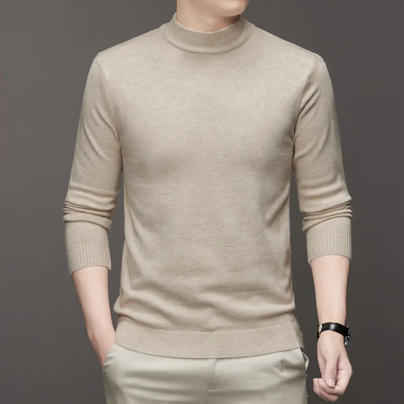 

Мужской свитер Slim Fit с длинным рукавом, высоким воротником, свободного кроя, в корейском стиле, для повседневной носки