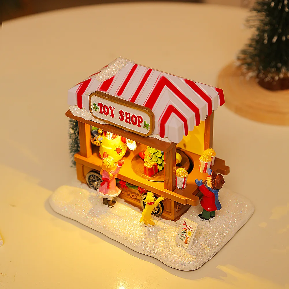 Creative Christmas Glowing Music Snow Scenery House Window Display Home Decoration Crafts Festival Gifts