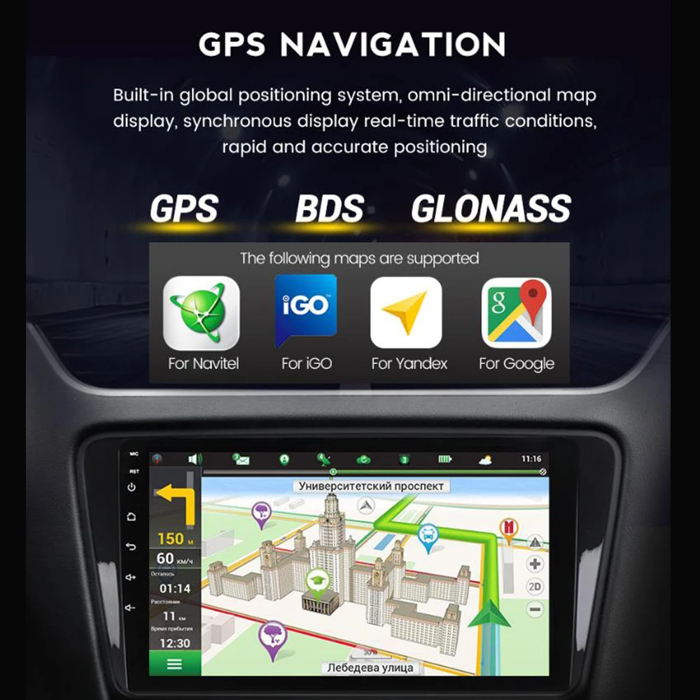 Android Screen for 2 Din Universal Car Radio Multimedia Player GPS Navigation Car Audio Stereo Head Unit IPS Touch 9