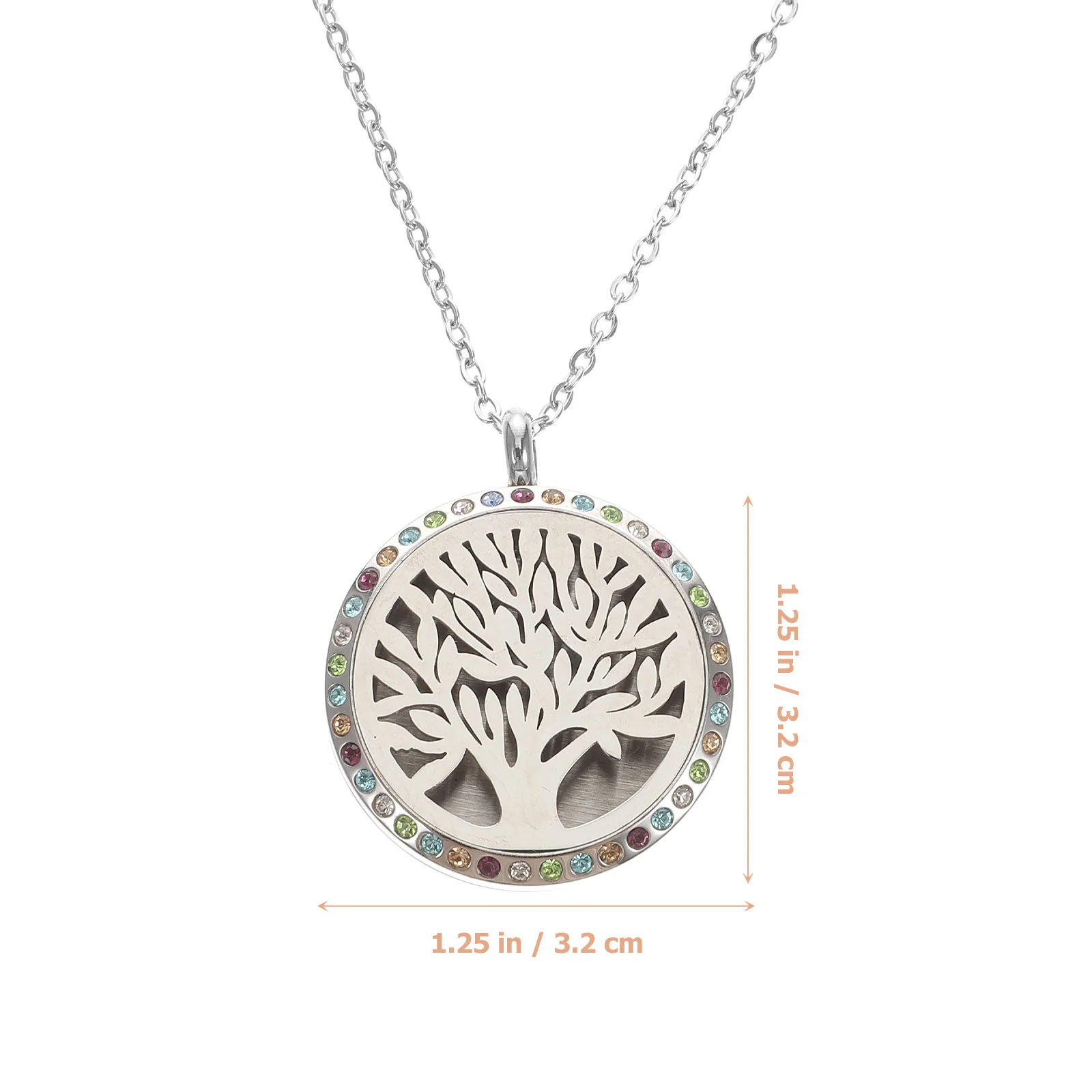 

1Set Silver Aromatherapy Essential Oil Diffuser Necklace Simple Tree Pendant Stylish Neck Decor Perfume Diffuser with Felt Pad
