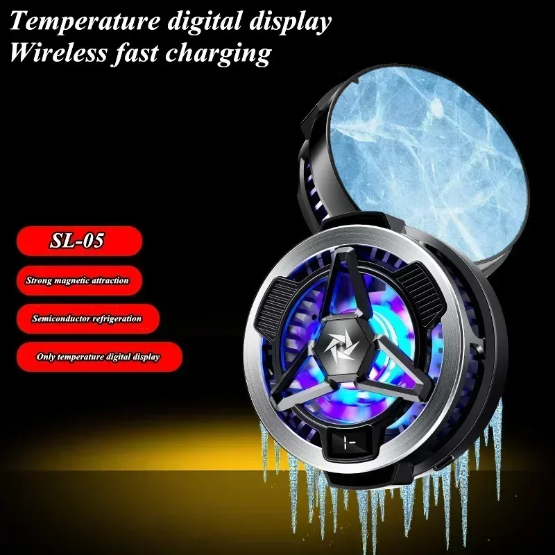 SL05 Mobile Magnetic Semiconductor Cooling Fan with Wireless Charging for PUBG Game Cooler for IPhone Android Cellphone Radiator