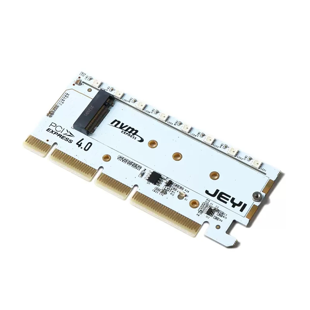 M2 to PCI Express PCIE4.0x16 Expansion Card with RGB for M.2 NVME Protocol 2230 2242 2260 3380 SSD Adapter Card for Desktop PC