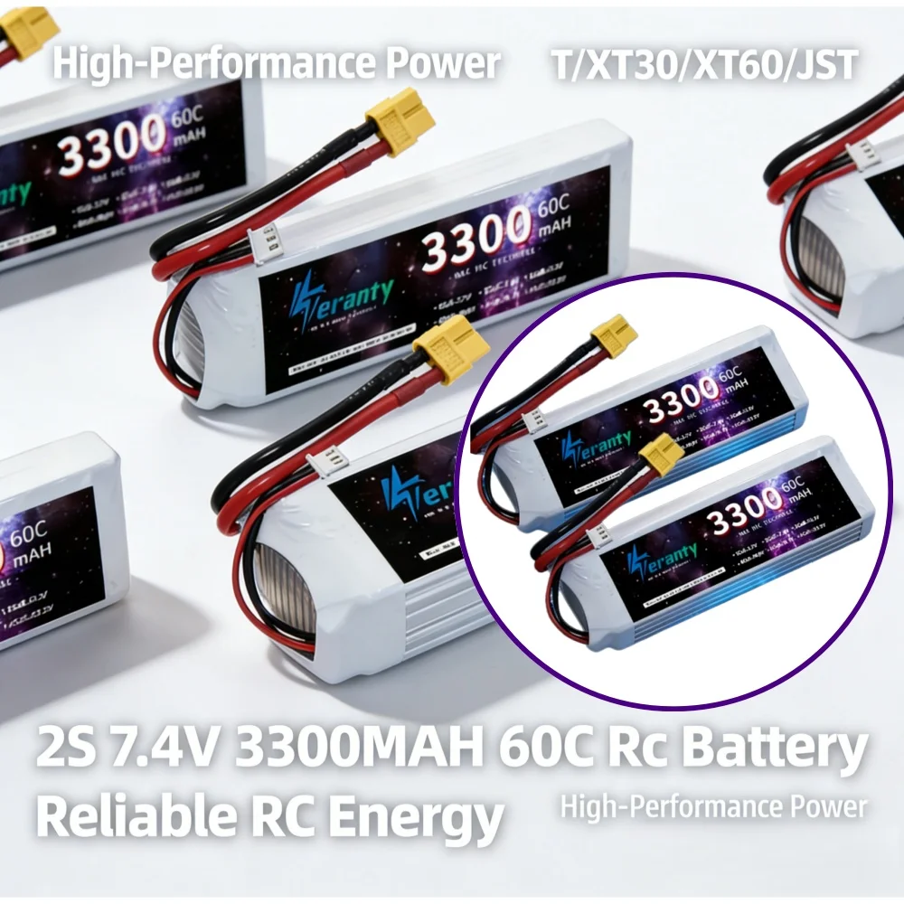 

Powerful 2S 7.4V 3300mAh 60C Lipo Battery Compatible with Wltoys 124017 124007 RC Vehicle Upgrade Accessories