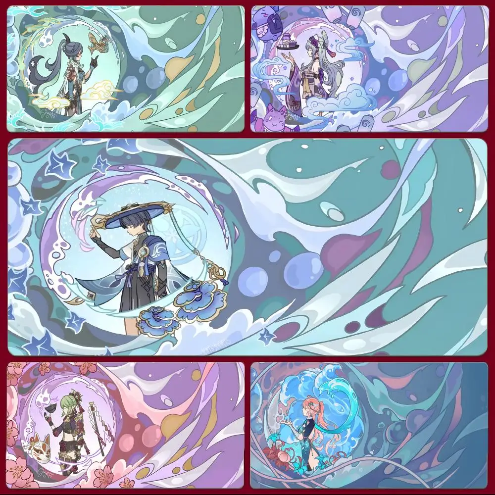 

game fantasy G-Genshin Impact Mouse Pad Large Gaming Mousepad with Stitched Edges Thickened Desk Mat PC