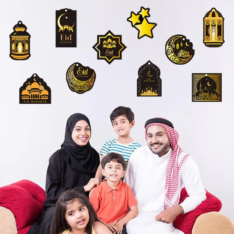 Paper Ramadan Decoration Eid Mubarak Pendant DIY Living Room Home Decoration Ornament Family Festival Party Gift Home Supplies 