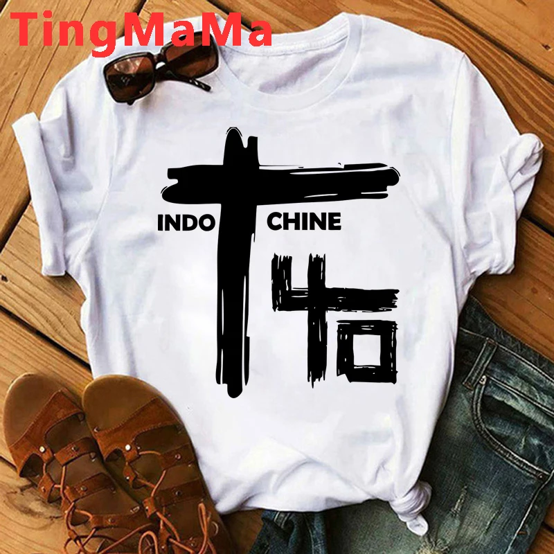 Indochine Pop Rock T-Shirt Men New Wave French Band Graphic Tees Harajuku Streetwear Summer Top Hip Hop Unisex T Shirt Male