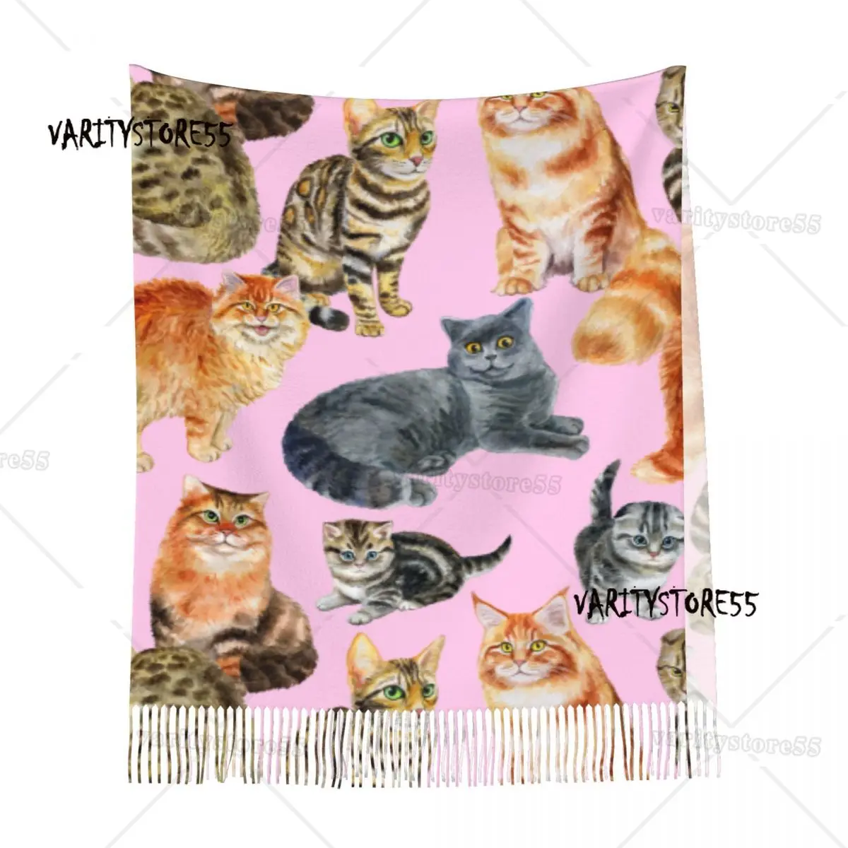 Cute Cat Printed Scarf Men Women Winter Warm Scarves Shawl Wrap