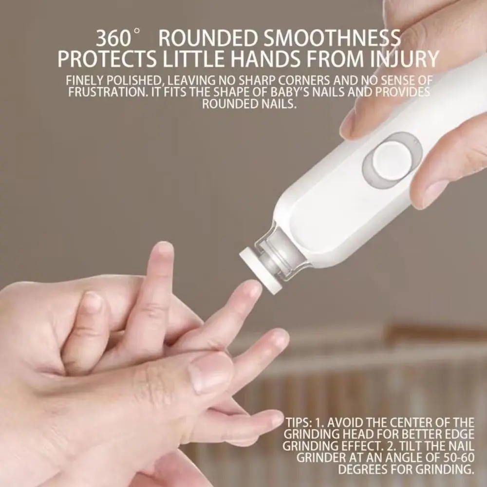 

Низкий уровень шума, электрический детский триммер для ногтей со светодиодом, 6 сменных шлифовальных головок для ногтей, набор детских машин для стрижки ногтей, обрезка на 360 градусов