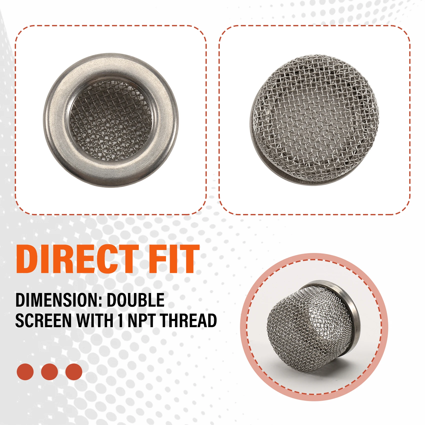 A84X-1Inch NPT Thread Double Screen Suction Hose Strainer For 695 795 1095 1595 3900 5900 Airless Paint Sprayer Replace 2PCS