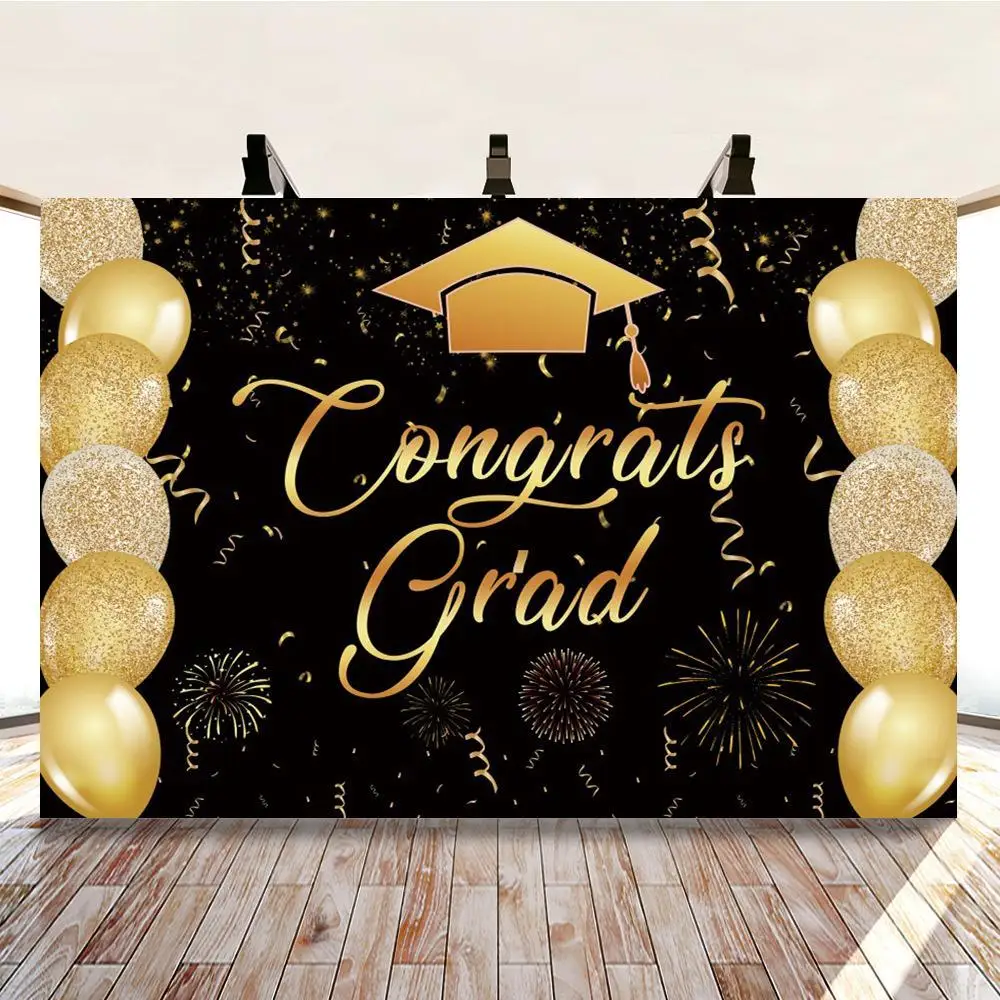 Comemorando feliz formatura festa, Desenhos animados Criatividade Backdrops, Foto fundo, Decorações para graduados, Adereços Fotografia