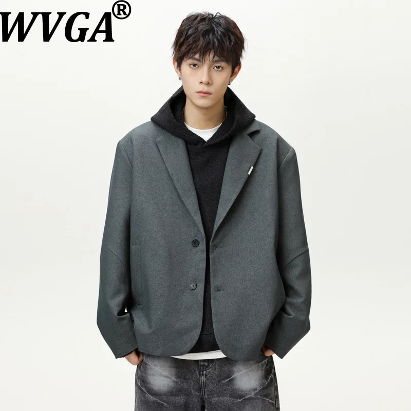 

WVGA весна осень новые мужские припливы нерегулярный сплит модный пиджак с отложным воротником нишевый шикарный повседневный пиджак с длинными рукавами W15845