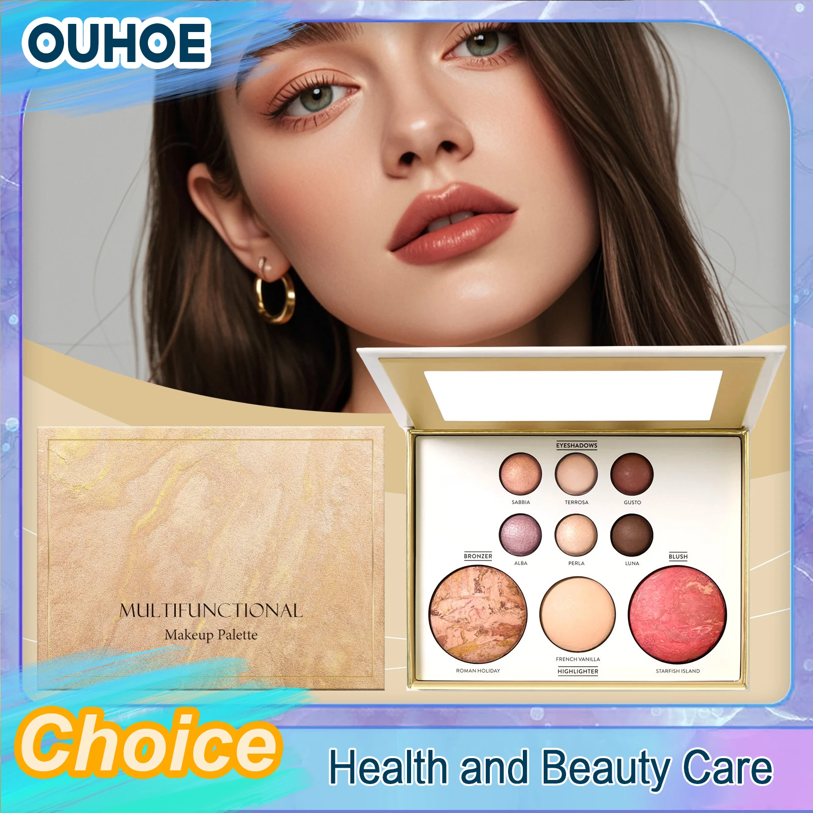 

All in One Makeup Palette Matte Glitter Shimmer with Highlighter Concealer Contour Powder Eyeshadow Multi Functional Makeup Tray