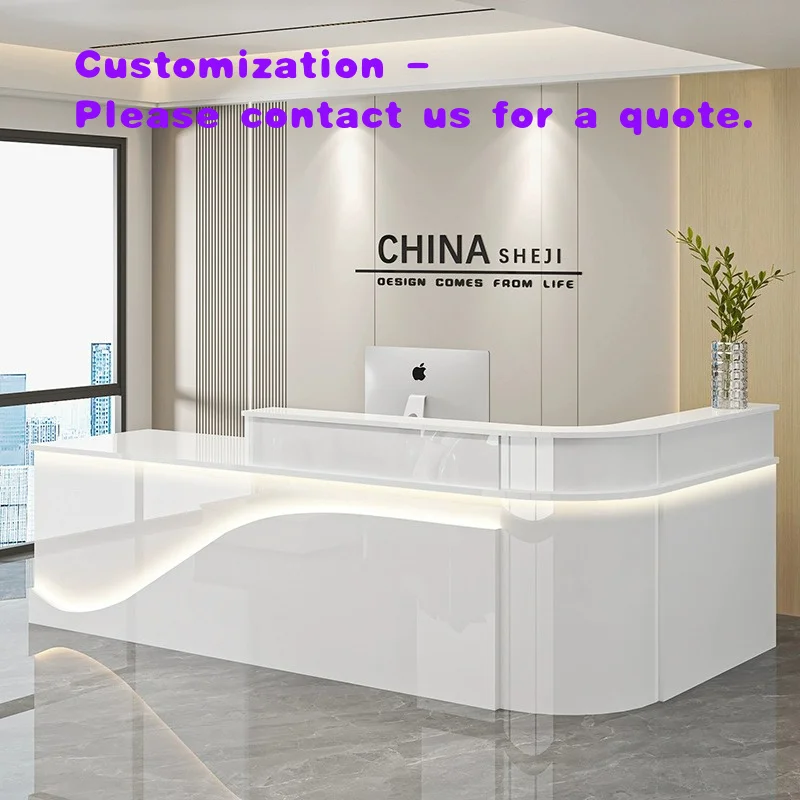 Mostrador de Recepción Personalizado para Empresas, con Esquinas Curvas, para Panadería, Centro Comercial, Hotel, Restaurante, Bar, Mostrador de Servicio de Alta Gama, Caja Registradora