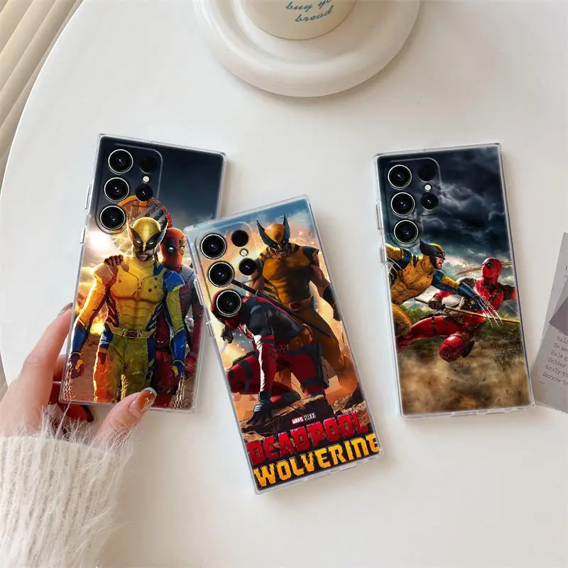 

Deadpool 3 Marvel S25Ultra Phone Case For Samsung Galaxy S24FE S25 S23 S21 Ultra S20 S24 FE S22 Plus A35 A55 5G Case Clear Cover