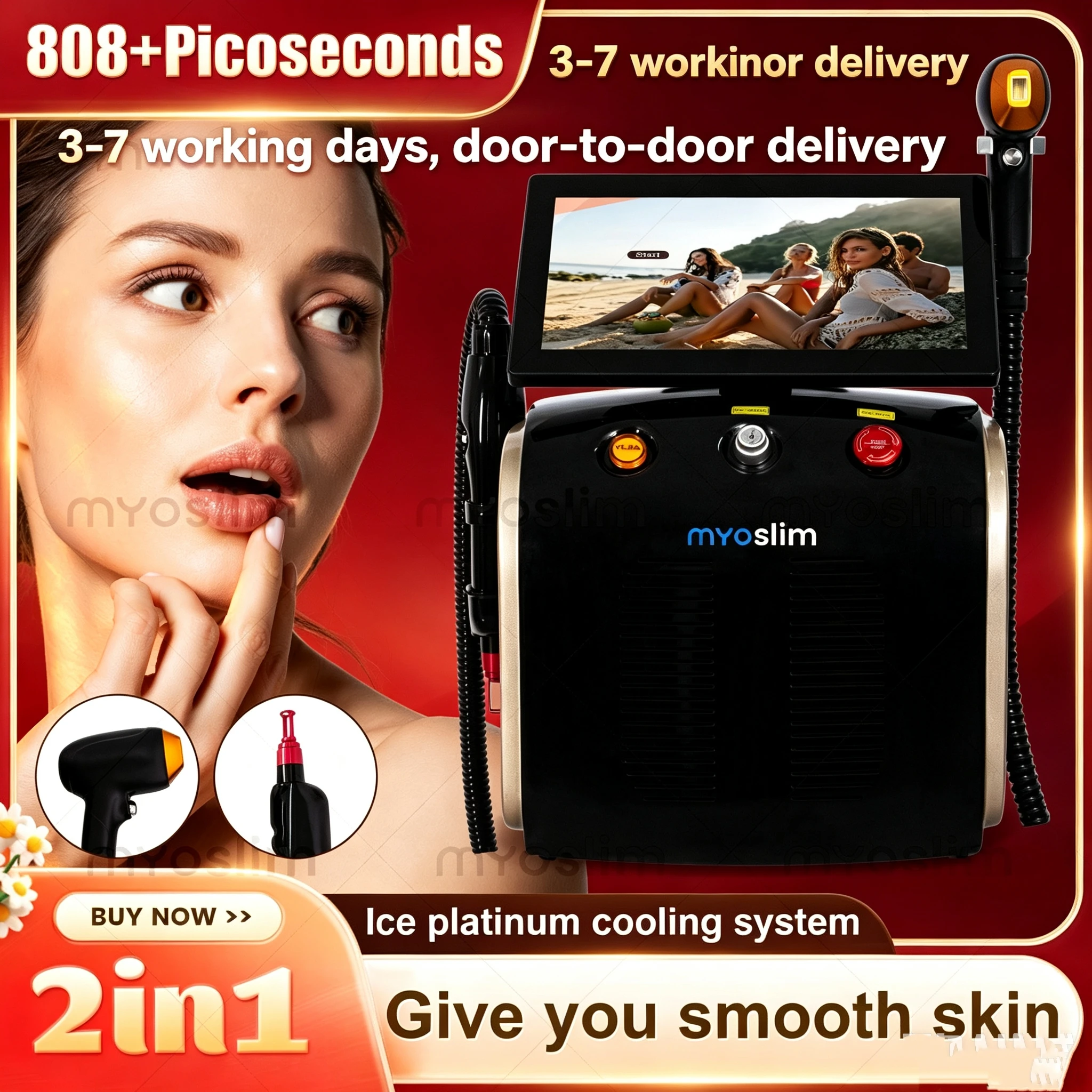 2 In 1 Pico Second Tattoo Removal Epilator Equipment 808NM Diode lase Hair Removal Machine With 3 Wavelength 755nm 808nm 1064nm