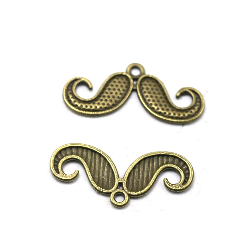 50 قطعة المعلقات الشارب سبيكة لصنع المجوهرات Diy بها بنفسك المشاريع الحرفية سوار قلادة المفاتيح ديكور حلية معدنية برونزية #4