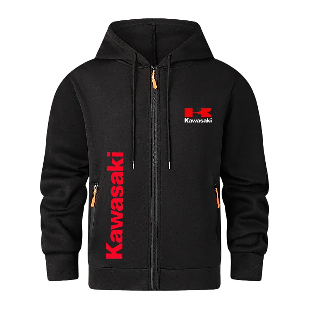 

KAWASAKI Racing Team Мужская куртка с длинным рукавом, осенне-зимняя шерстяная толстовка с капюшоном, черный мужской и женский спортивный повседневный топ