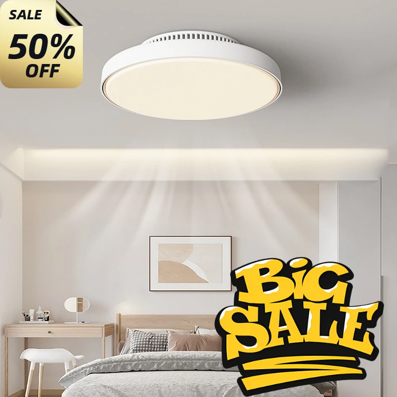 Remote Control Dimming Ceiling Lamps Full Spectrum Modern LED Ceiling Fan Lamp with No Leaves Strong Wind Bedroom Office Fan