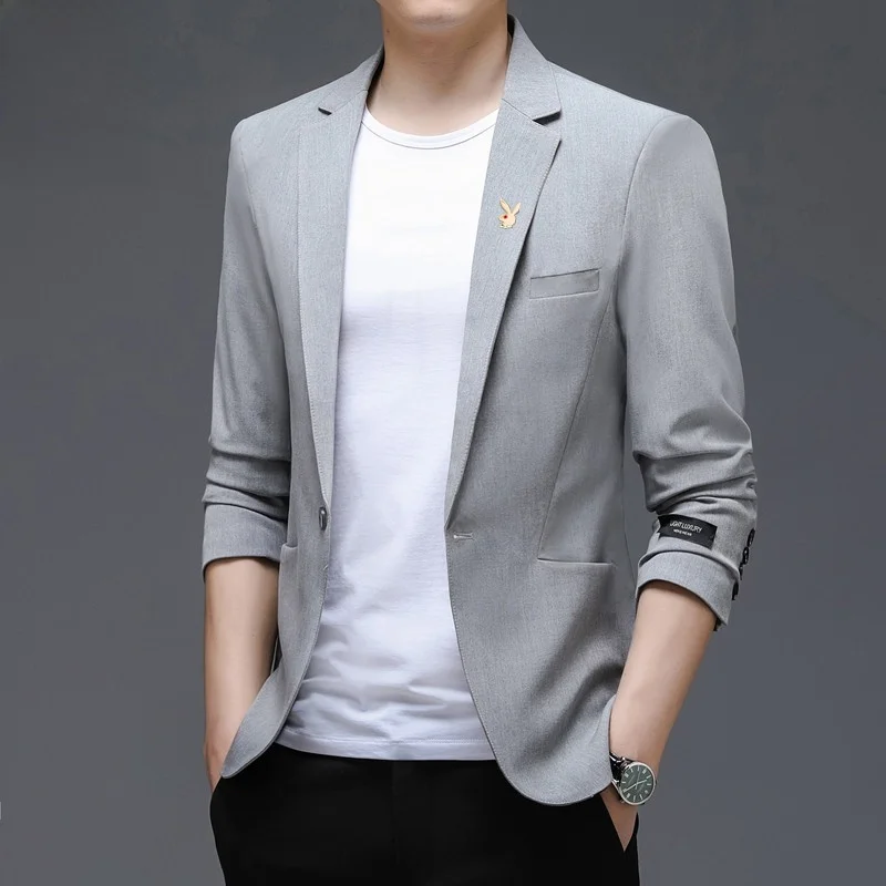 

Мужской приталенный пиджак на весну-осень, новый, повседневный, модный, тонкий, больших размеров, верхняя одежда, длинный рукав, полиэстер...