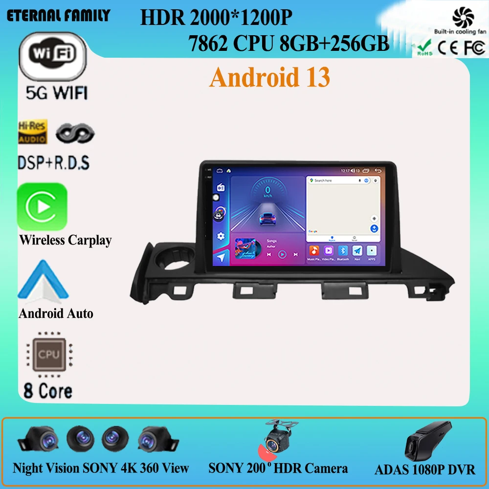 

Android 13 Car Radio For Mazda 6 Atenza 3 2016 2017 2018 GPS Navigation 4G WIFI Video Carplay Auto Stereo Player Multimedia