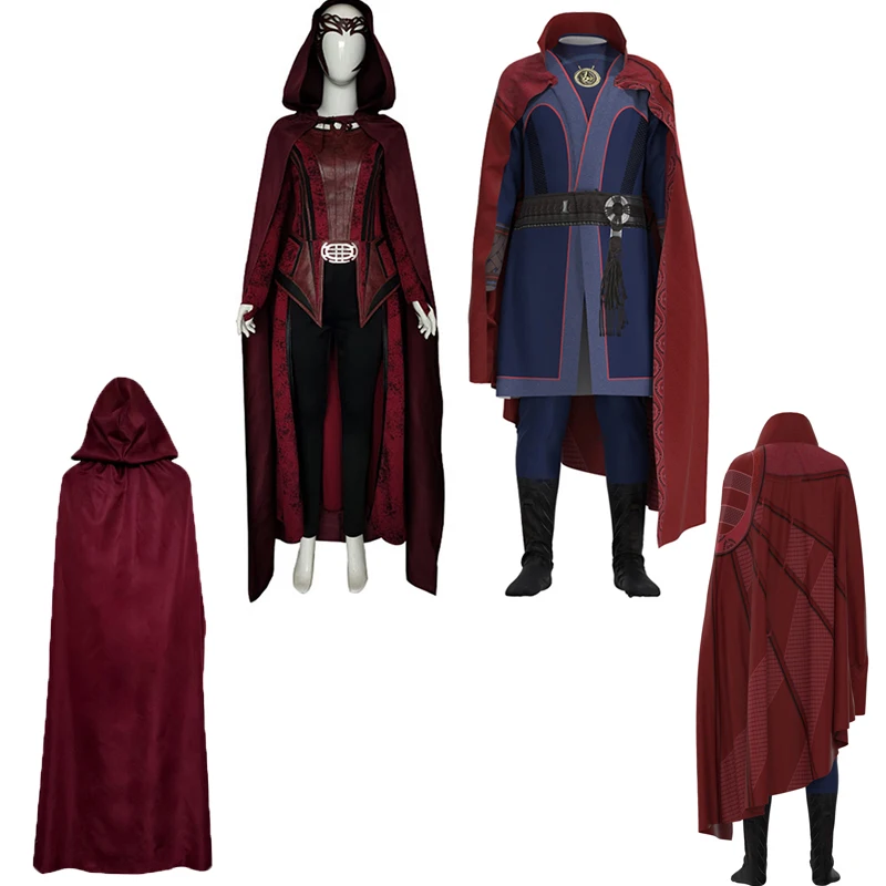 Disfraz de Doctor Strange de película, bruja escarlata, Wanda, Django, reloj Maximoff, gabardina, chaquetas, ropa, cómic, actuación en escenario