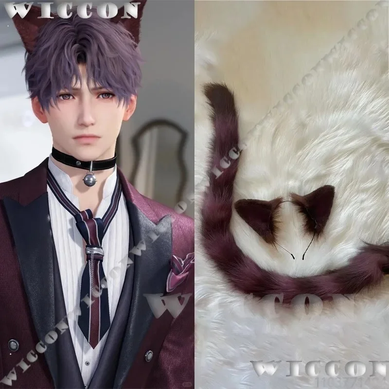 w;3.c\6;h'8/Furry Cat Cos Game Love and Deepspace Cosplay Prop Ears Tail Fursuit Furred Rafayel Sylus Zayne Xavier Me5'u.9;m\4/p - view 3