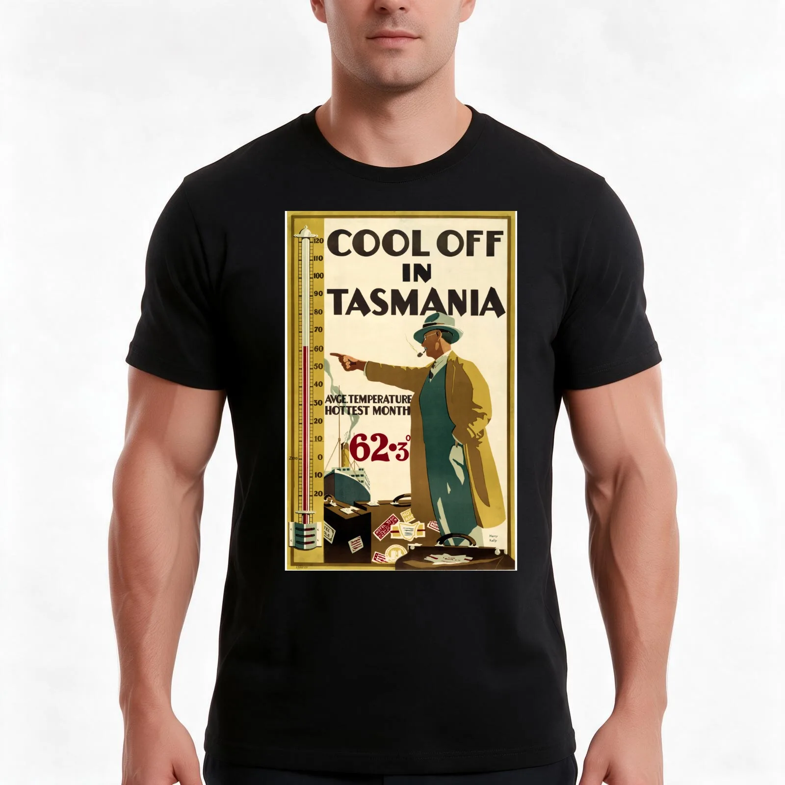 Tasmania Australia Vintage Travel Poster Restored T-Shirt Summer Casual Cotton Tee Oversized Streetwear Tops Unisex Men Women