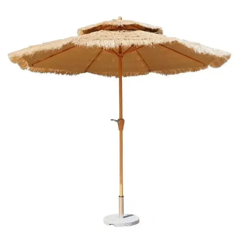 Outdoor beach parasol, camp sunscreen, courtyard garden decorative umbrella, outdoor simulated straw