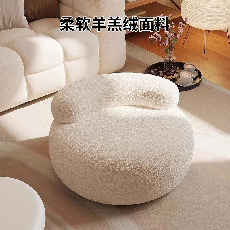 Home Furniture Household Cream Wind Sofa Stool Living Room Round Seat Pier Low Bench Coffee Table
