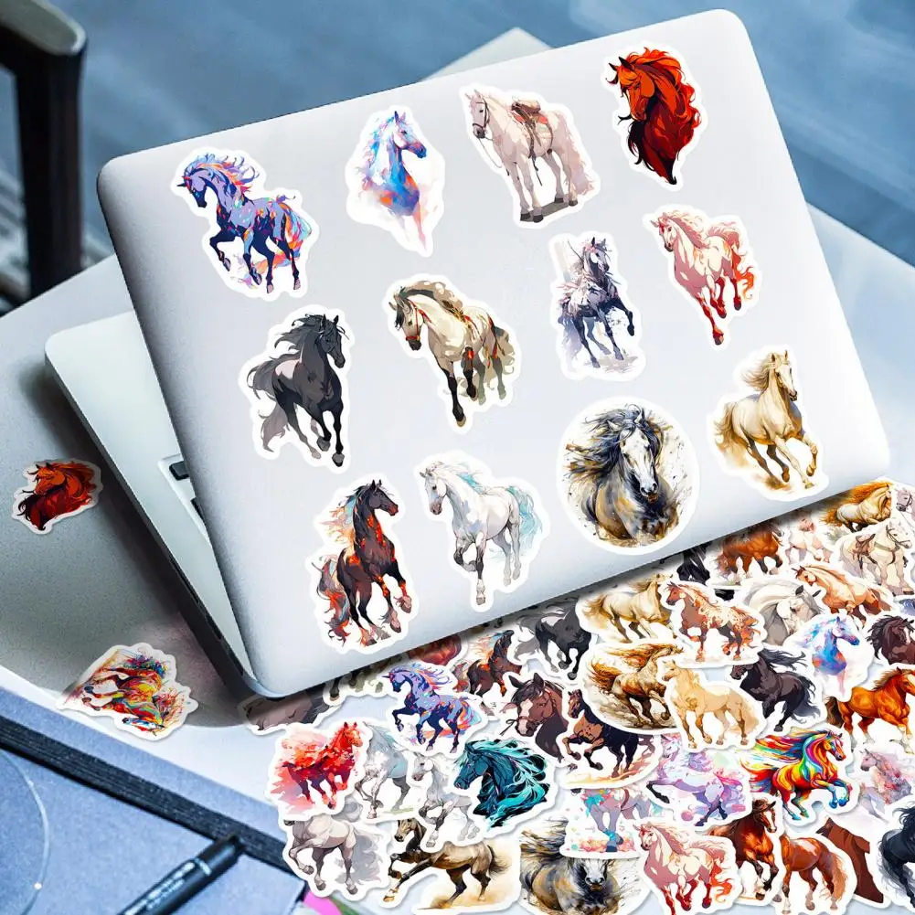 Horse Theme Stickers High-precision Printing Stickers 50pcs Hand-painted Horse Sticker Set Waterproof Pvc for Phone for Luggage