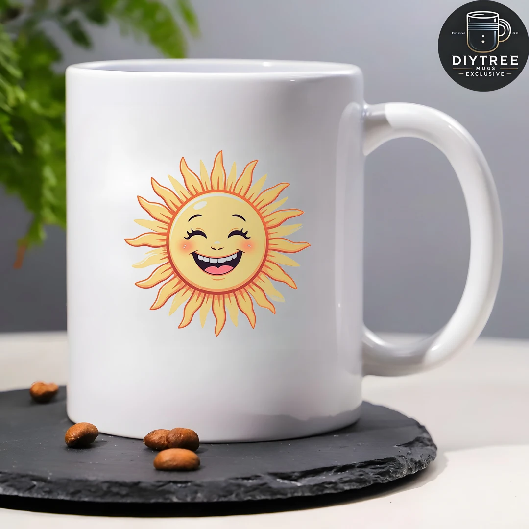 كوب كارتون Sun Smile سعة 11 أونصة للأطفال للمشروبات الباردة والساخنة كوب مكتب عائلي لعيد الميلاد