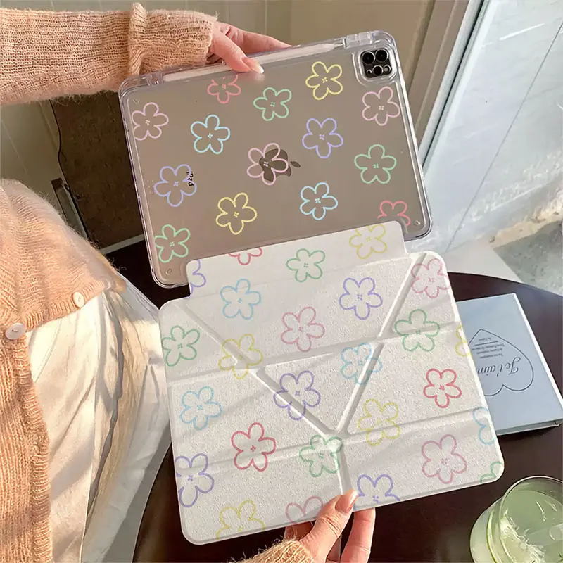 

Colorful Striped Flower Tablet Case For iPad Pro 11 12.9 13 M2 M4 M3 M5 Shell 8.3 9.7 10.2 5/6/7/8/9/10/11th Air 3 4 5 6 7 Cover