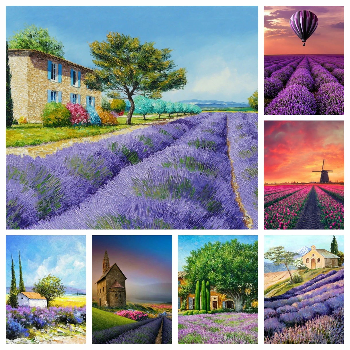 Landscape Of Provence, France Diamond Painting Lavender Rural Scenery Wall Art Cross Stitch Embroidery Picture Mosaic Home Decor